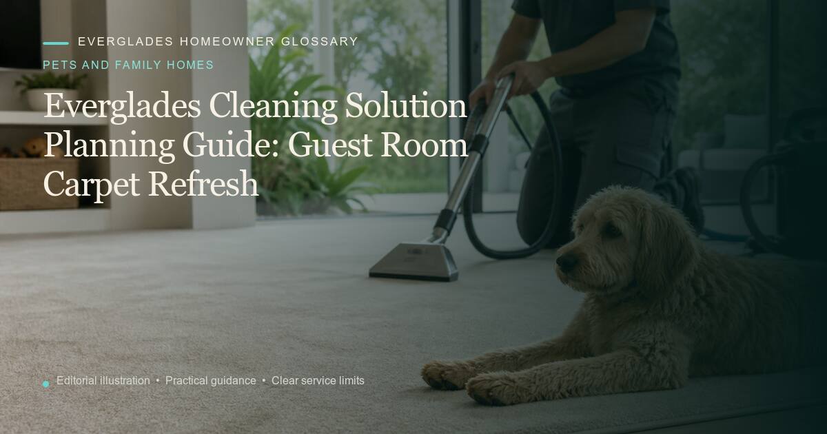 Editorial illustration for Guest Room Carpet Refresh, part of the pets and family homes glossary.
