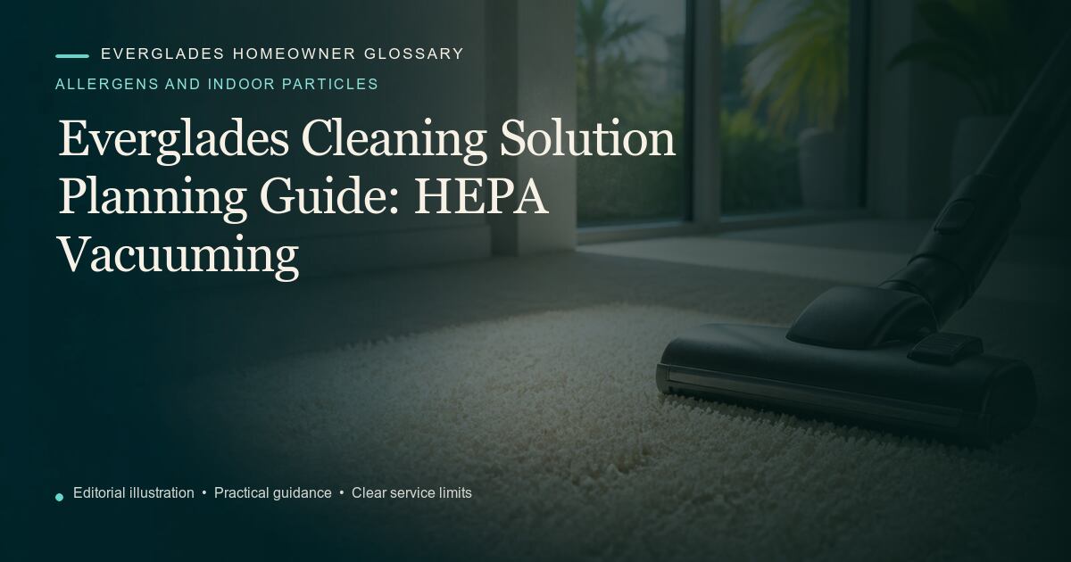 Editorial illustration for HEPA Vacuuming, part of the allergens and indoor particles glossary.