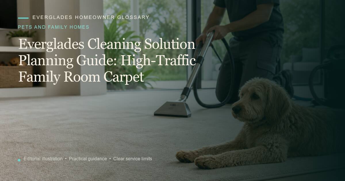 Editorial illustration for High-Traffic Family Room Carpet, part of the pets and family homes glossary.