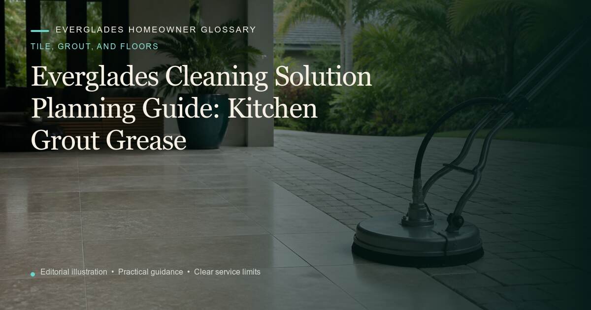 Editorial illustration for Kitchen Grout Grease, part of the tile, grout, and floors glossary.
