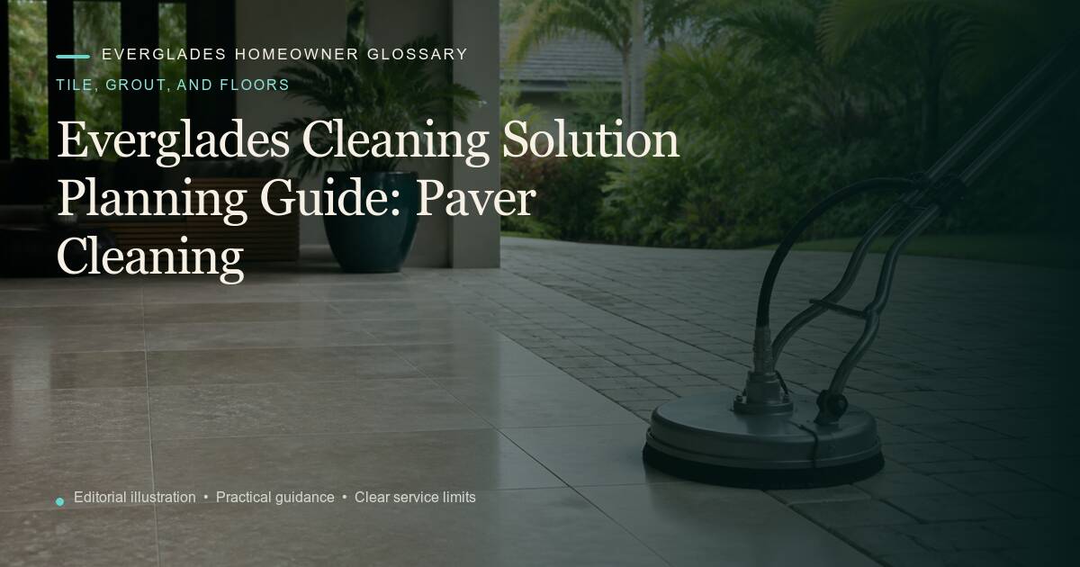 Editorial illustration for Paver Cleaning, part of the tile, grout, and floors glossary.