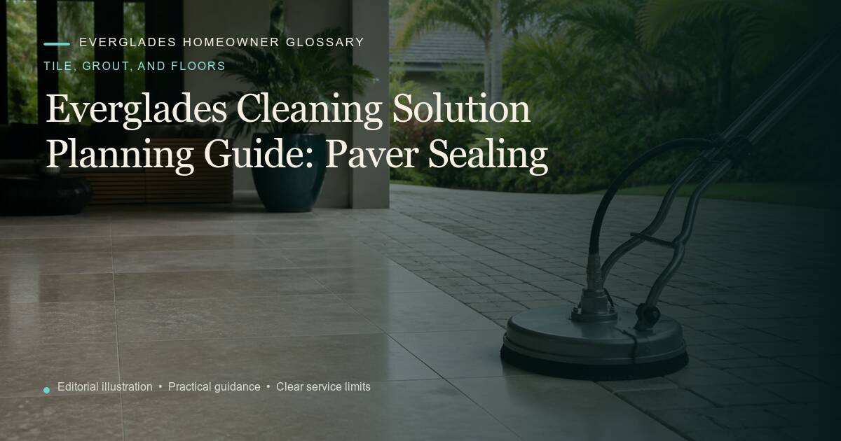 Editorial illustration for Paver Sealing, part of the tile, grout, and floors glossary.