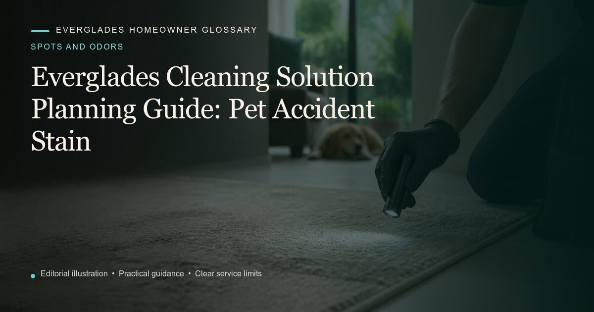 Editorial illustration for Pet Accident Stain, part of the spots and odors glossary.