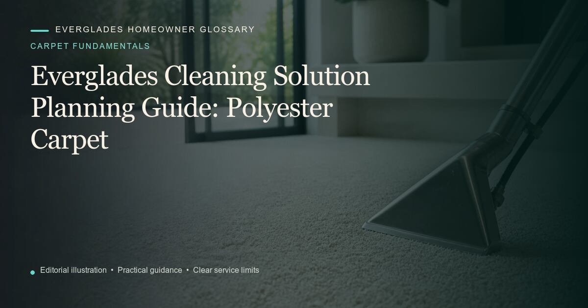 Editorial illustration for Polyester Carpet, part of the carpet fundamentals glossary.