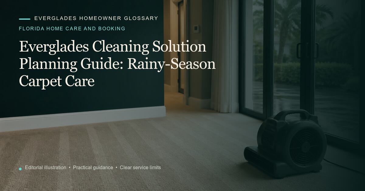 Editorial illustration for Rainy-Season Carpet Care, part of the florida home care and booking glossary.