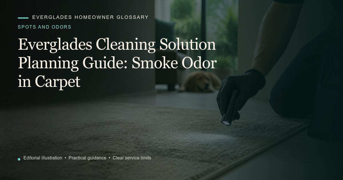 Editorial illustration for Smoke Odor in Carpet, part of the spots and odors glossary.
