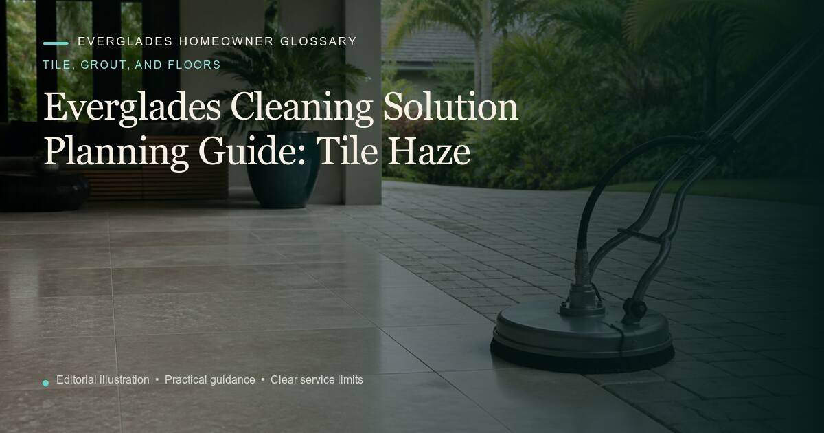 Editorial illustration for Tile Haze, part of the tile, grout, and floors glossary.