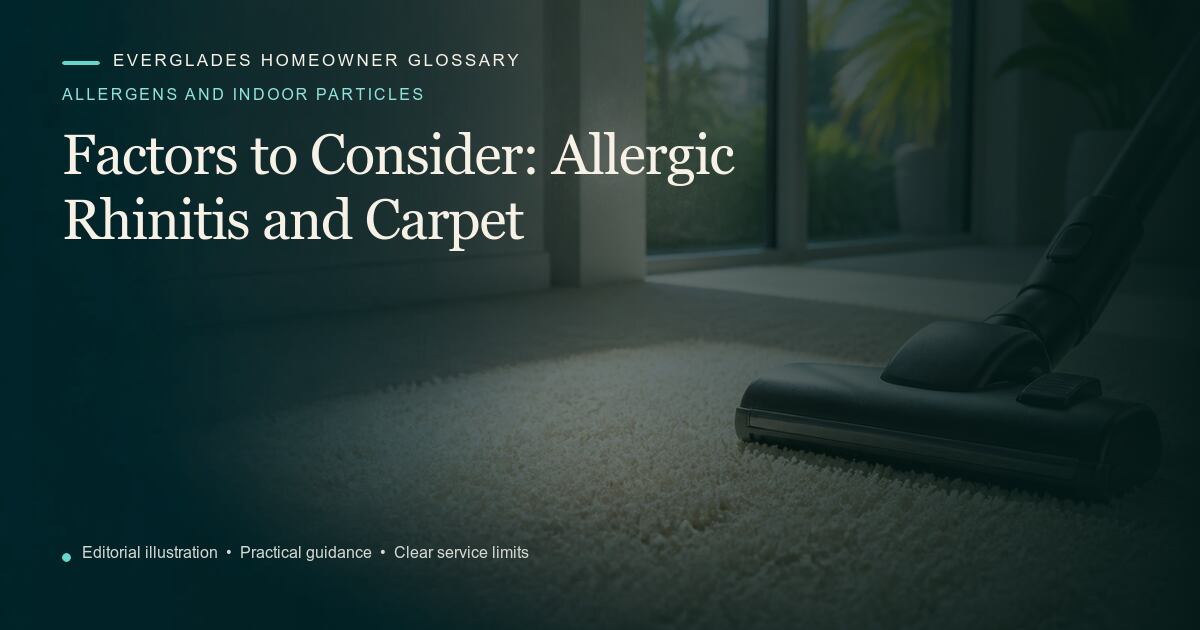 Editorial illustration for Allergic Rhinitis and Carpet, part of the allergens and indoor particles glossary.