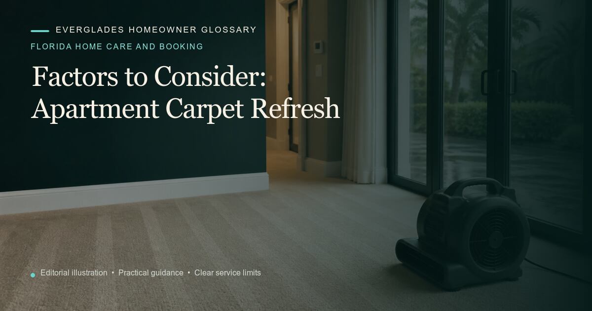 Editorial illustration for Apartment Carpet Refresh, part of the florida home care and booking glossary.