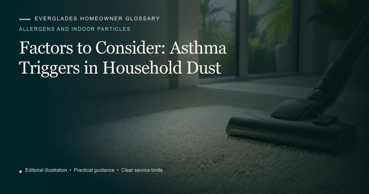 Editorial illustration for Asthma Triggers in Household Dust, part of the allergens and indoor particles glossary.
