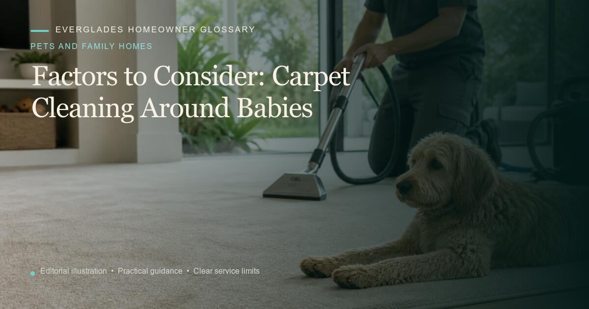 Editorial illustration for Carpet Cleaning Around Babies, part of the pets and family homes glossary.