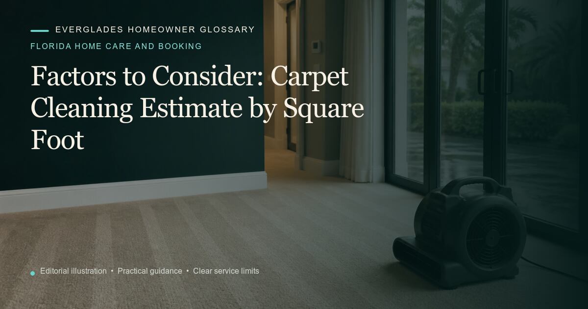 Editorial illustration for Carpet Cleaning Estimate by Square Foot, part of the florida home care and booking glossary.