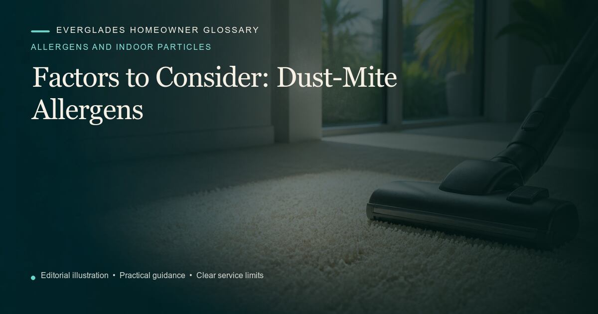 Editorial illustration for Dust-Mite Allergens, part of the allergens and indoor particles glossary.
