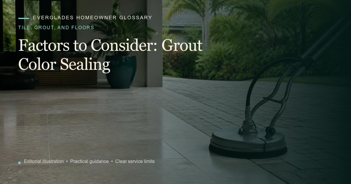 Editorial illustration for Grout Color Sealing, part of the tile, grout, and floors glossary.
