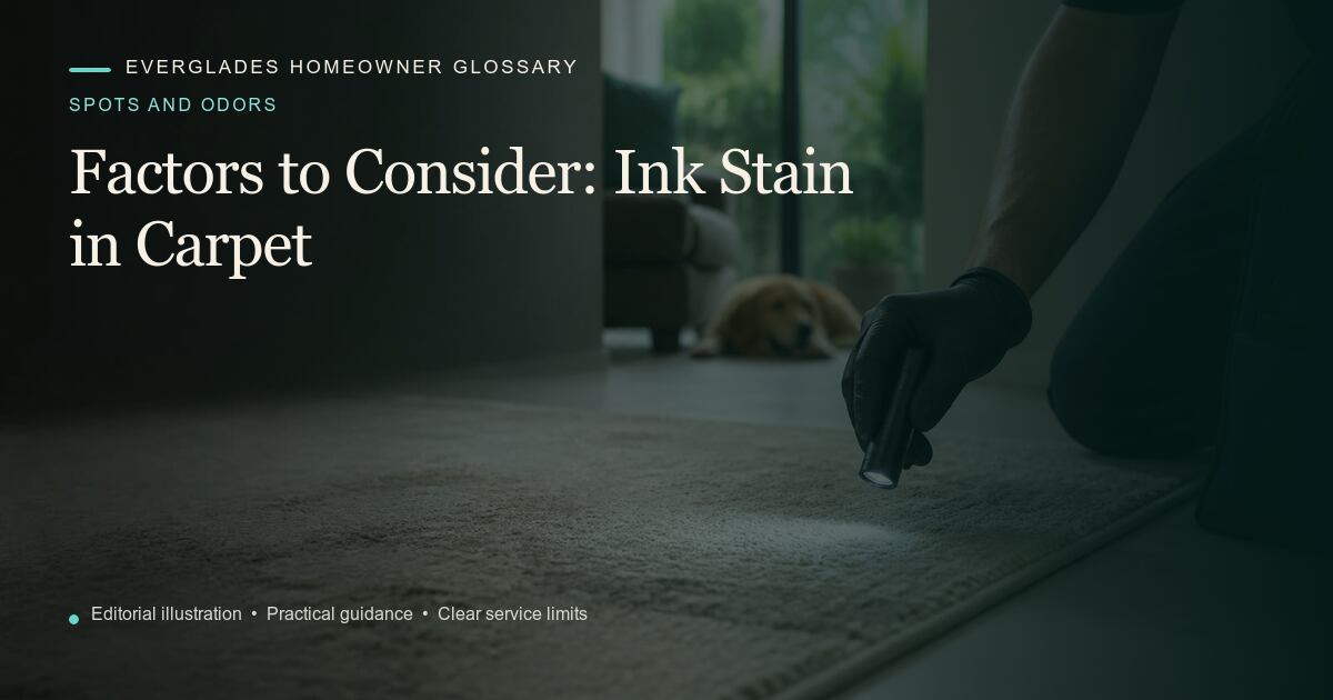 Editorial illustration for Ink Stain in Carpet, part of the spots and odors glossary.