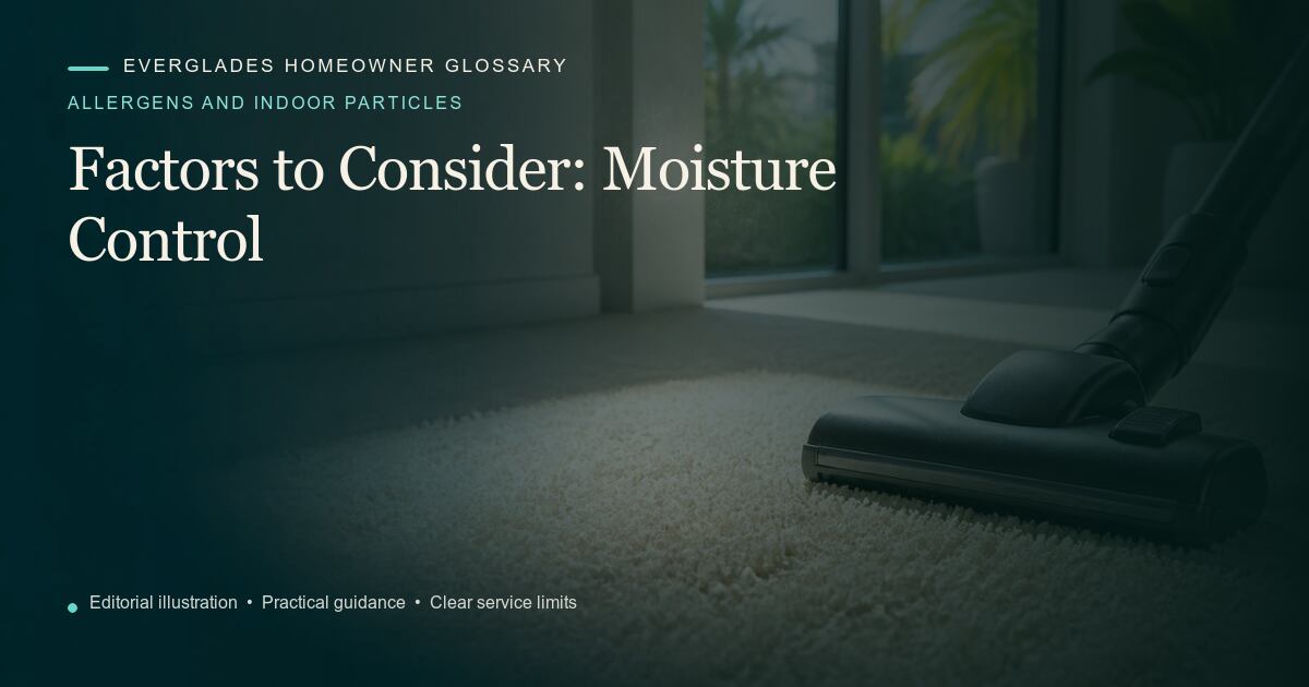 Editorial illustration for Moisture Control, part of the allergens and indoor particles glossary.