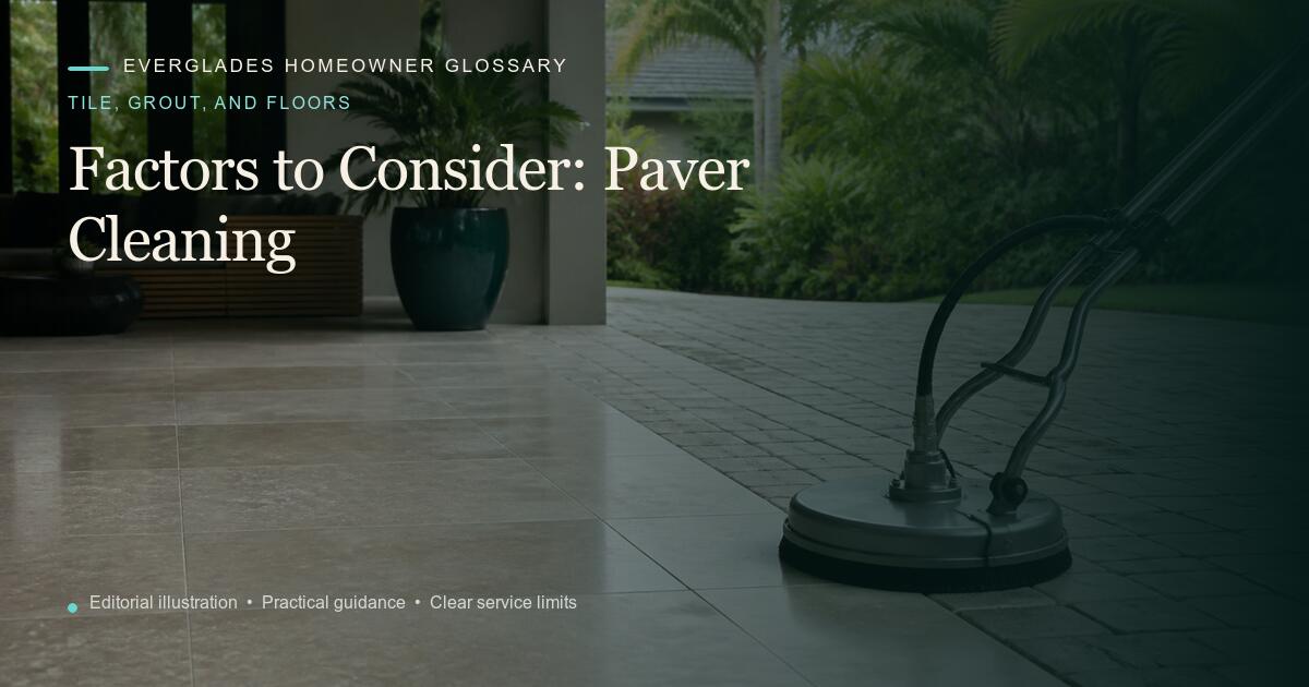 Editorial illustration for Paver Cleaning, part of the tile, grout, and floors glossary.