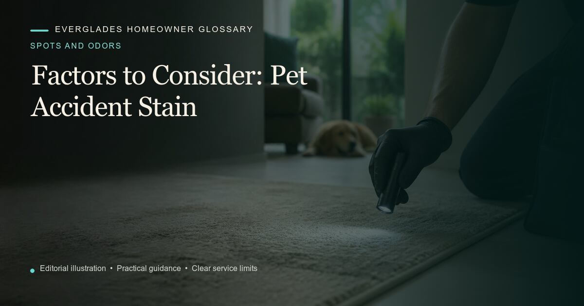 Editorial illustration for Pet Accident Stain, part of the spots and odors glossary.