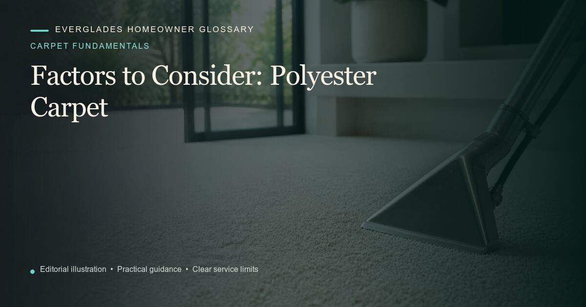 Editorial illustration for Polyester Carpet, part of the carpet fundamentals glossary.