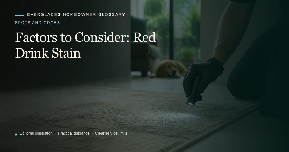 Editorial illustration for Red Drink Stain, part of the spots and odors glossary.