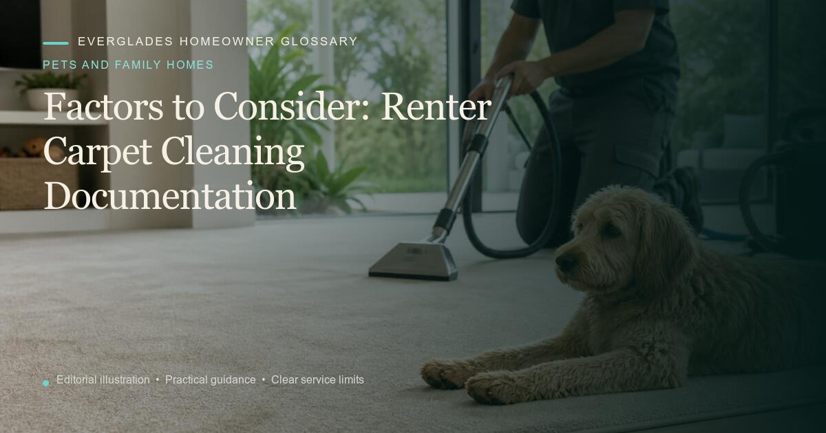 Editorial illustration for Renter Carpet Cleaning Documentation, part of the pets and family homes glossary.