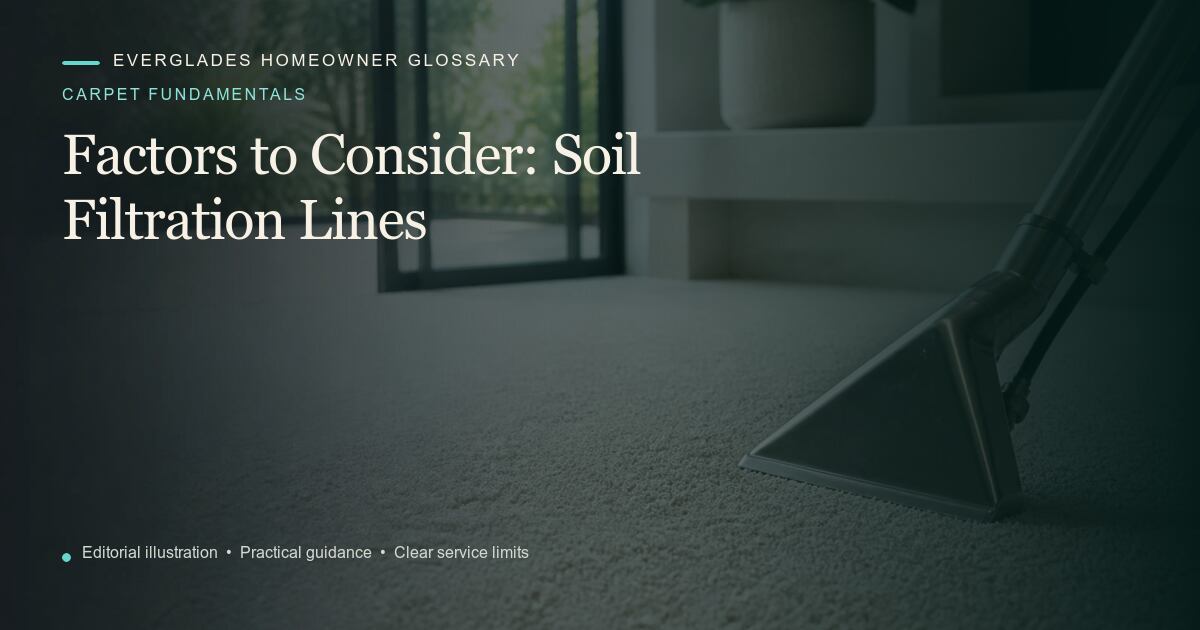 Editorial illustration for Soil Filtration Lines, part of the carpet fundamentals glossary.