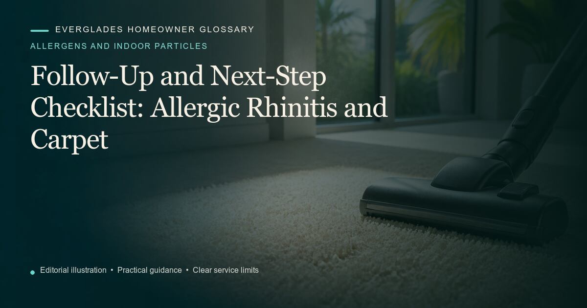 Editorial illustration for Allergic Rhinitis and Carpet, part of the allergens and indoor particles glossary.