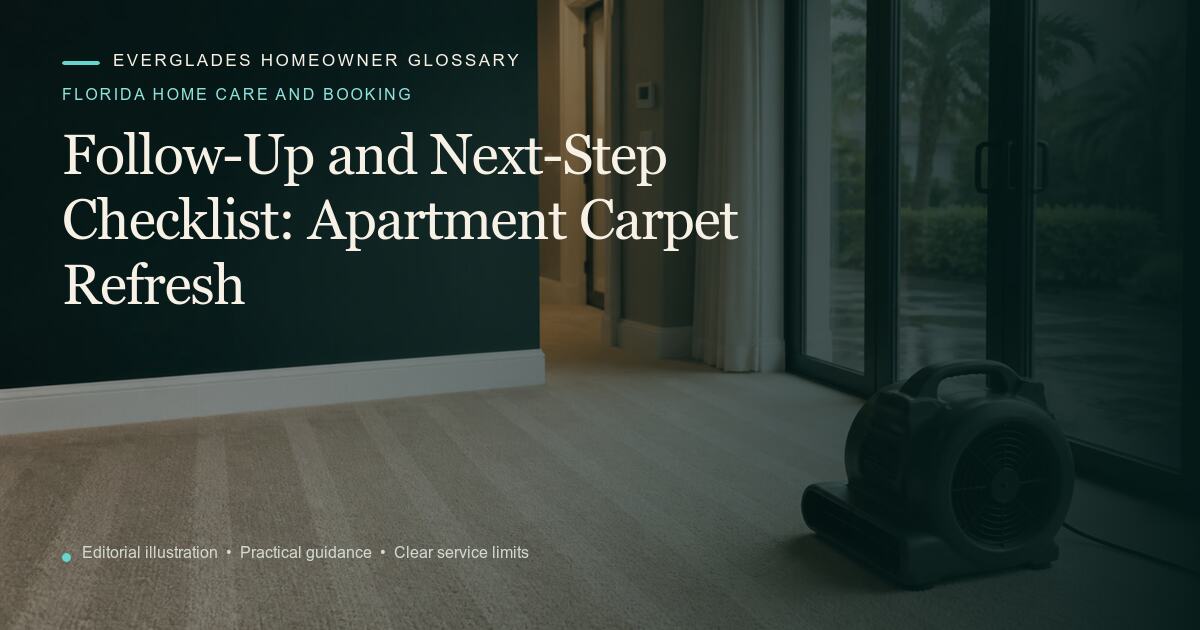 Editorial illustration for Apartment Carpet Refresh, part of the florida home care and booking glossary.