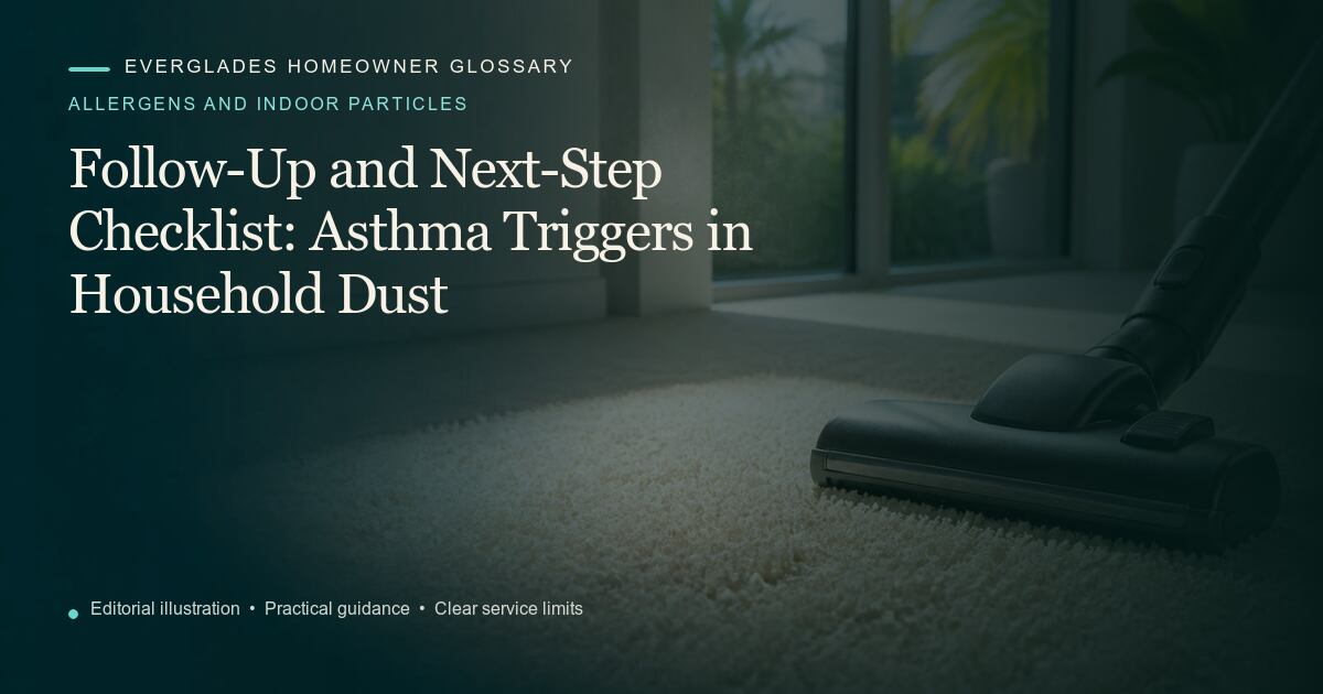 Editorial illustration for Asthma Triggers in Household Dust, part of the allergens and indoor particles glossary.
