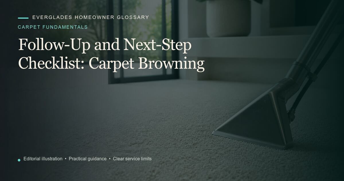 Editorial illustration for Carpet Browning, part of the carpet fundamentals glossary.