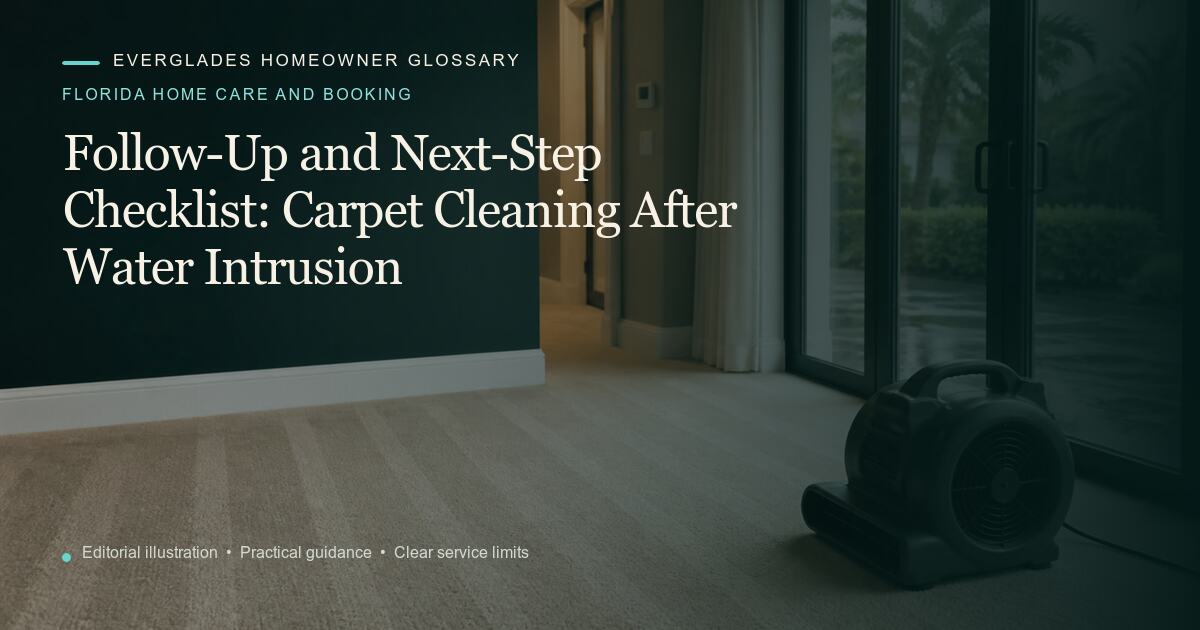Editorial illustration for Carpet Cleaning After Water Intrusion, part of the florida home care and booking glossary.