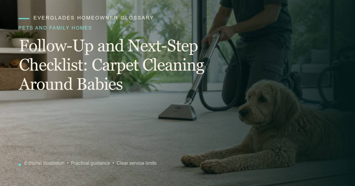 Editorial illustration for Carpet Cleaning Around Babies, part of the pets and family homes glossary.