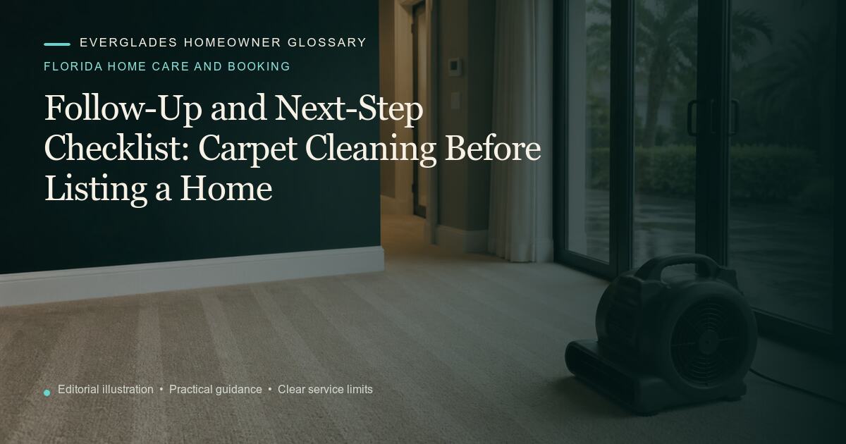 Editorial illustration for Carpet Cleaning Before Listing a Home, part of the florida home care and booking glossary.