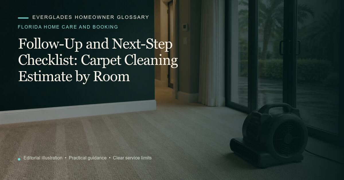 Editorial illustration for Carpet Cleaning Estimate by Room, part of the florida home care and booking glossary.