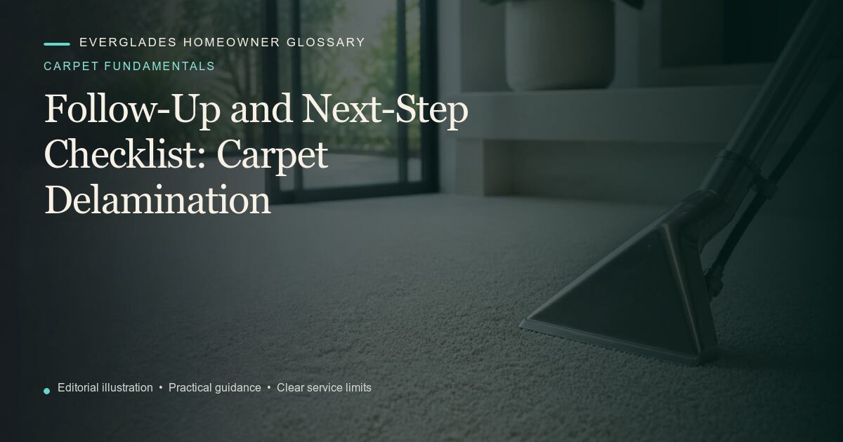 Editorial illustration for Carpet Delamination, part of the carpet fundamentals glossary.