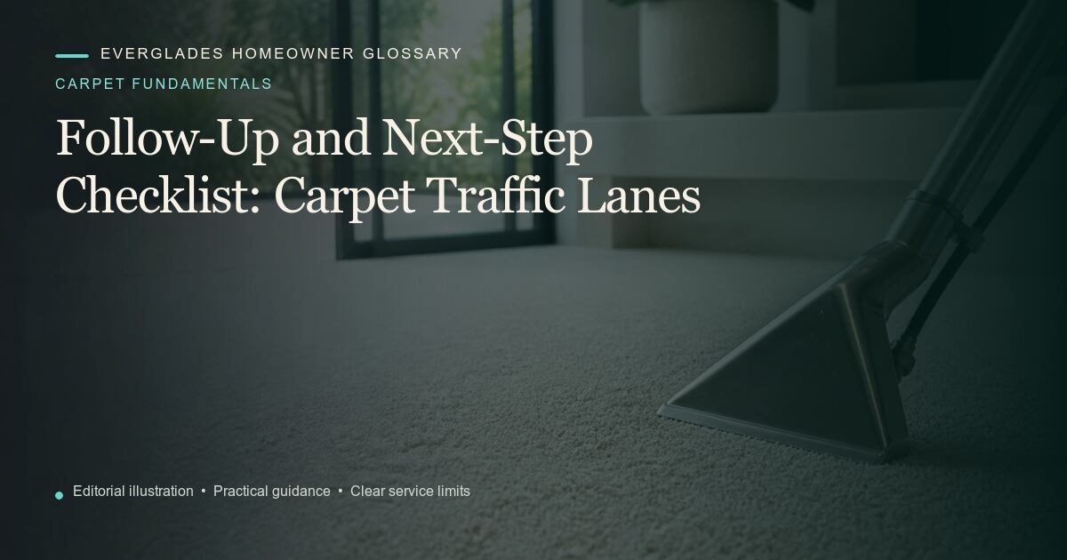 Editorial illustration for Carpet Traffic Lanes, part of the carpet fundamentals glossary.