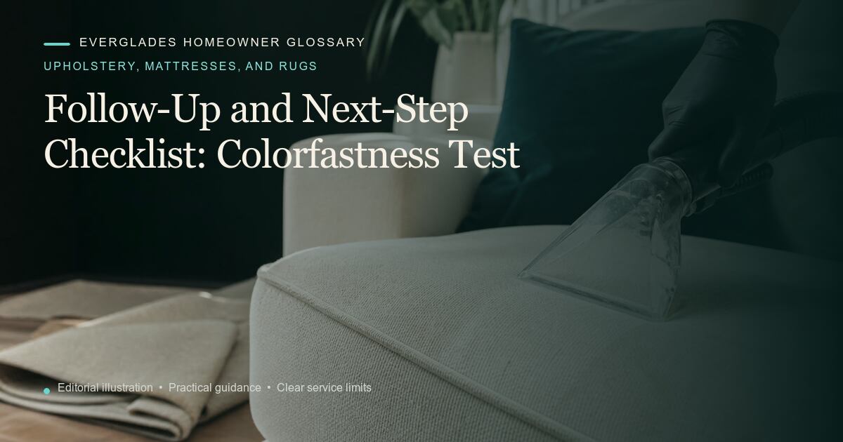 Editorial illustration for Colorfastness Test, part of the upholstery, mattresses, and rugs glossary.