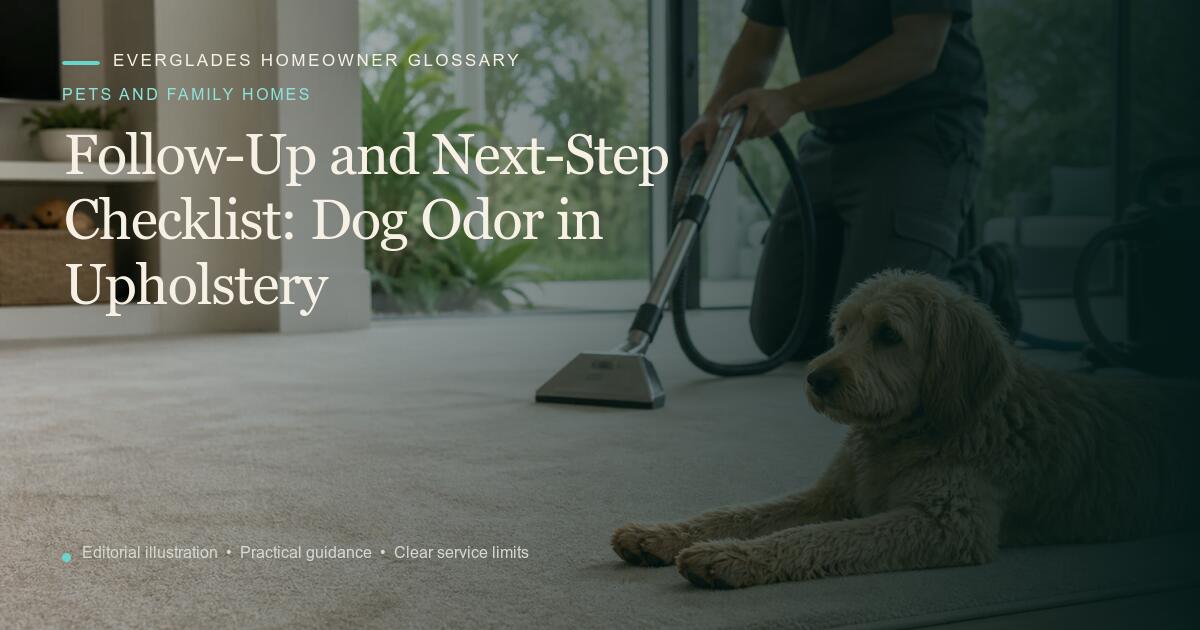 Editorial illustration for Dog Odor in Upholstery, part of the pets and family homes glossary.