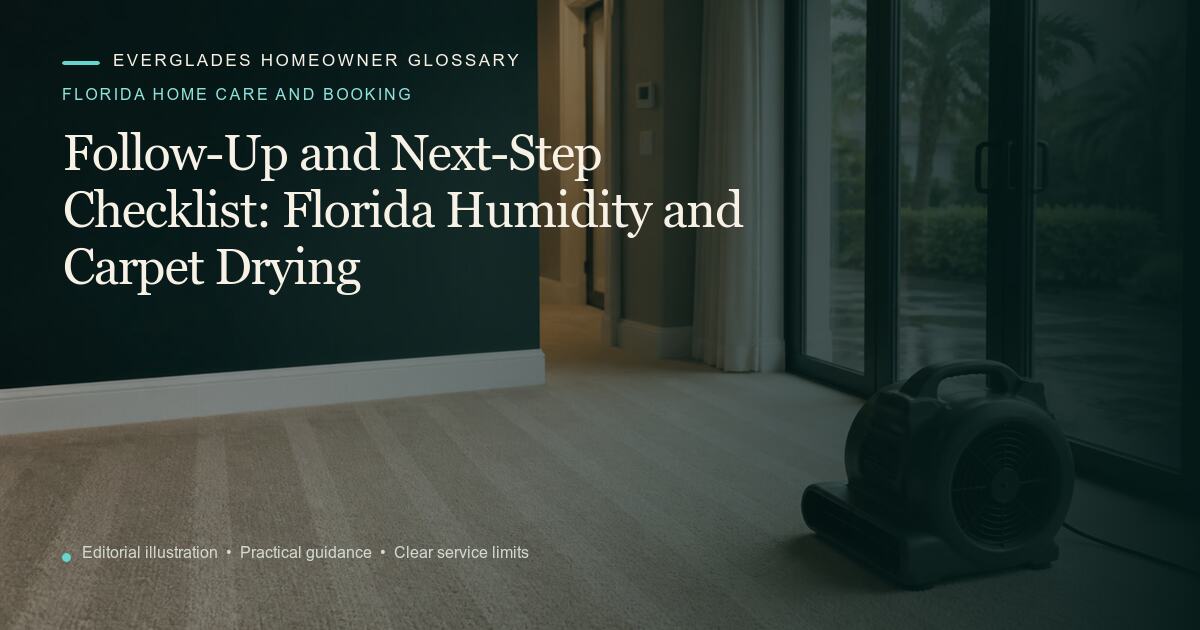 Editorial illustration for Florida Humidity and Carpet Drying, part of the florida home care and booking glossary.