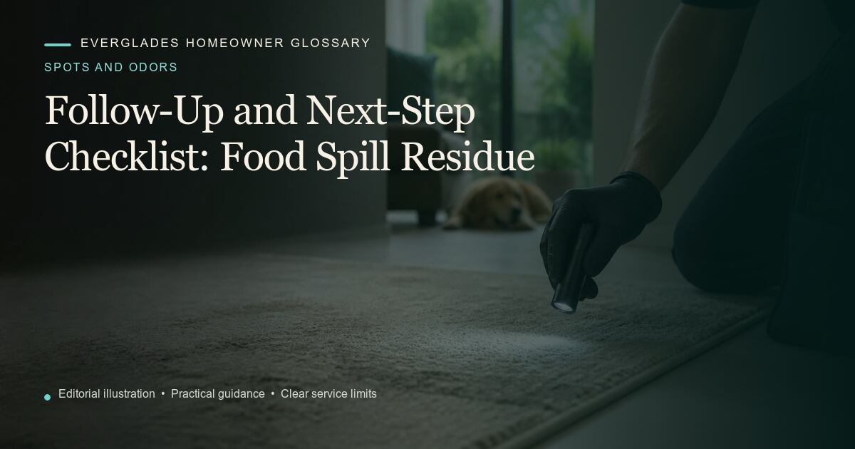 Editorial illustration for Food Spill Residue, part of the spots and odors glossary.