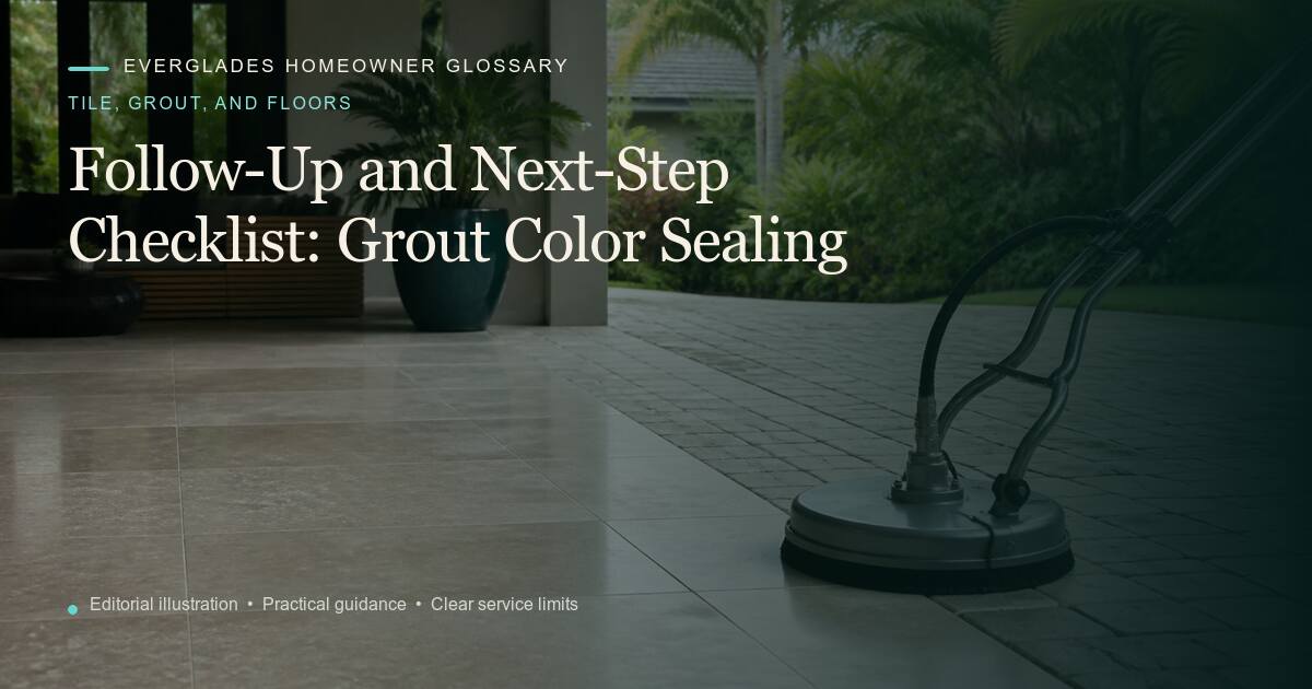 Editorial illustration for Grout Color Sealing, part of the tile, grout, and floors glossary.