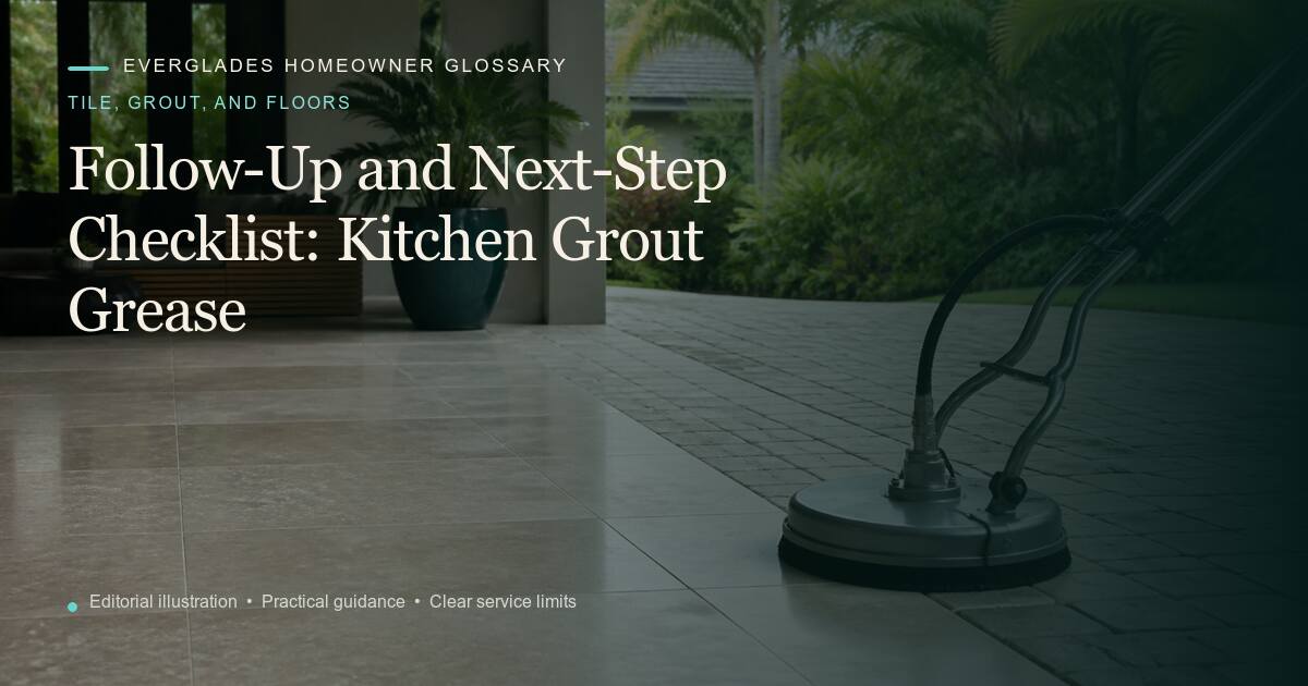 Editorial illustration for Kitchen Grout Grease, part of the tile, grout, and floors glossary.