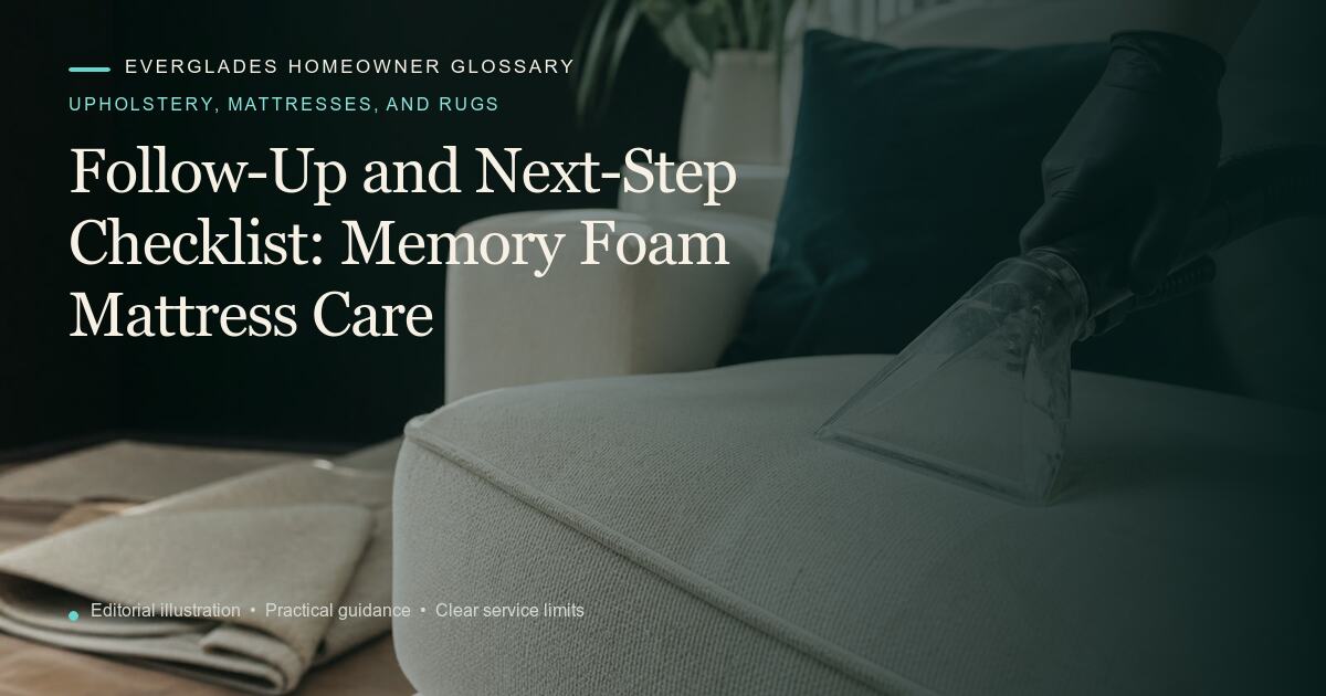 Editorial illustration for Memory Foam Mattress Care, part of the upholstery, mattresses, and rugs glossary.