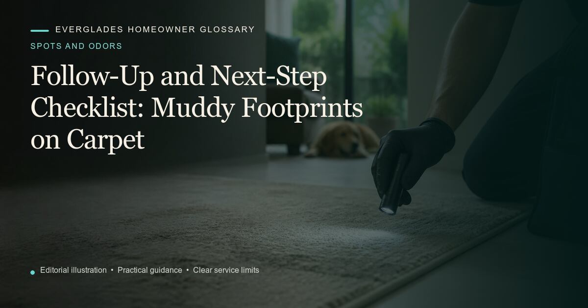 Editorial illustration for Muddy Footprints on Carpet, part of the spots and odors glossary.