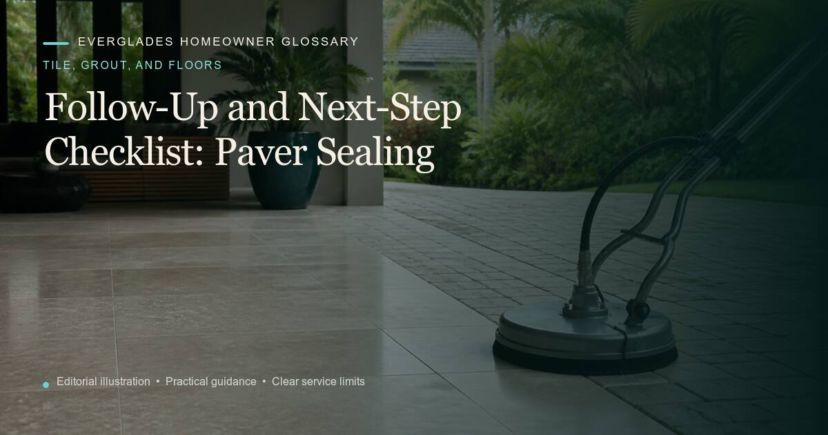 Editorial illustration for Paver Sealing, part of the tile, grout, and floors glossary.