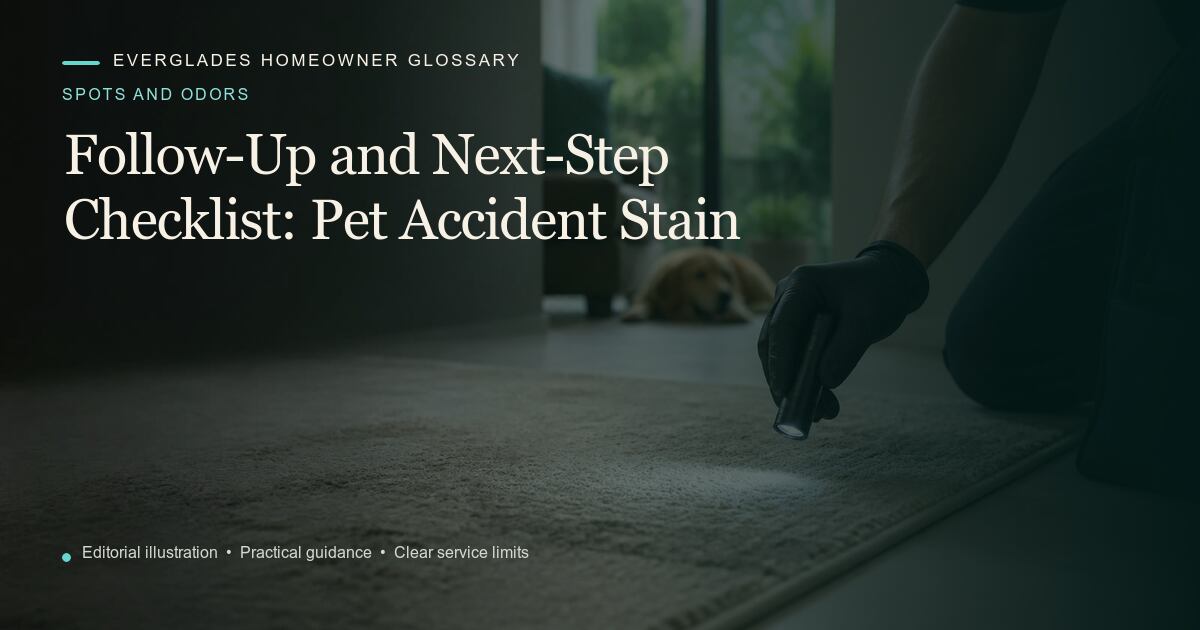 Editorial illustration for Pet Accident Stain, part of the spots and odors glossary.