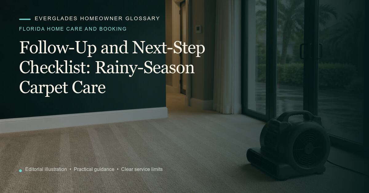 Editorial illustration for Rainy-Season Carpet Care, part of the florida home care and booking glossary.