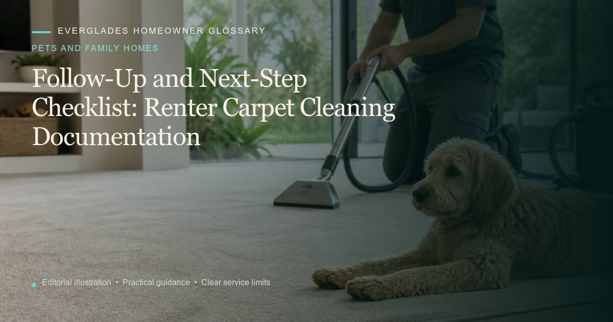 Editorial illustration for Renter Carpet Cleaning Documentation, part of the pets and family homes glossary.