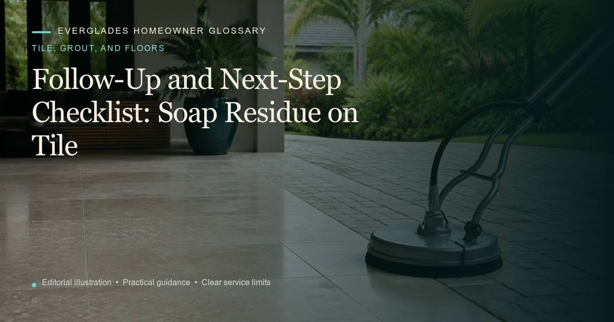 Editorial illustration for Soap Residue on Tile, part of the tile, grout, and floors glossary.