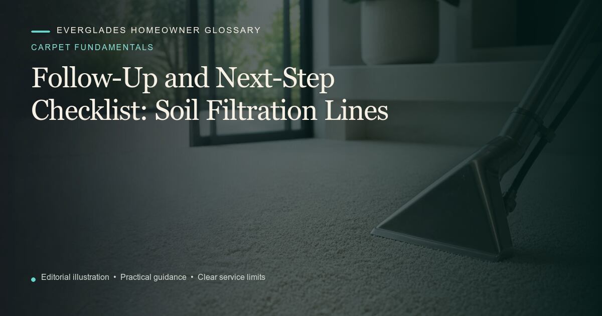 Editorial illustration for Soil Filtration Lines, part of the carpet fundamentals glossary.